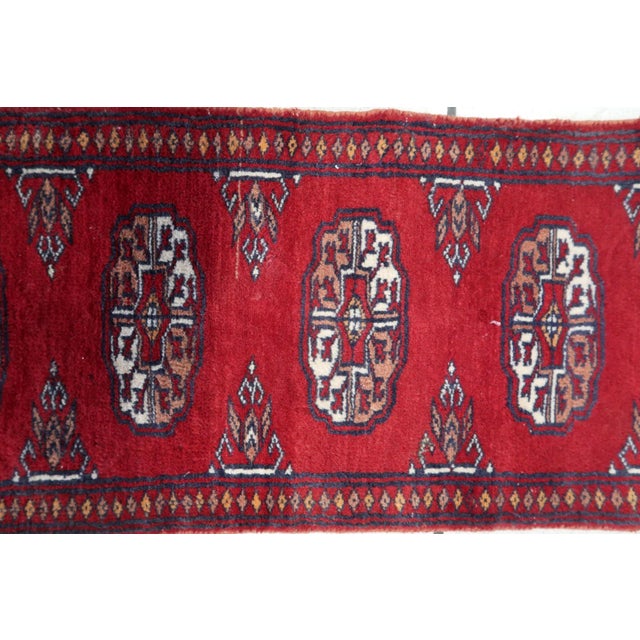 1960s 1960s, Handmade Vintage Uzbek Bukhara Rug 1' X 3.9' For Sale - Image 5 of 9