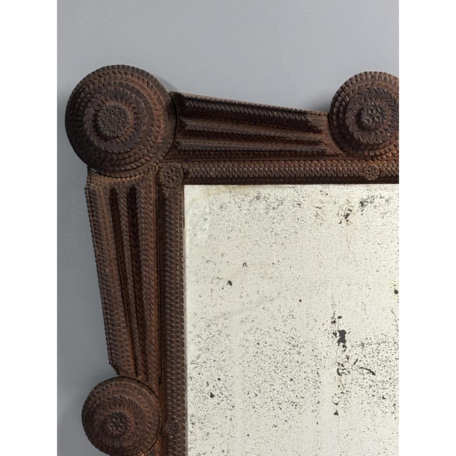 Antique Tramp Art Folk Art Distressed Mirror, Austria, 1890s For Sale - Image 4 of 18