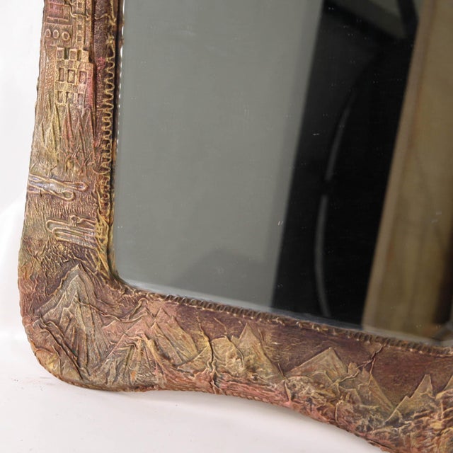 Animal Skin Large Leather Mirror, 1970s For Sale - Image 7 of 16