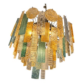 Artistic Multicolor Strip Listelli Murano Glass Chandelier by Simoeng for Simoeng For Sale