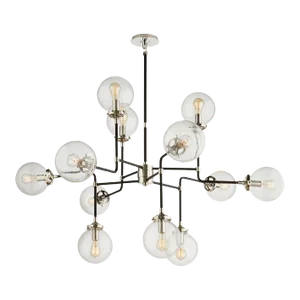 Ian K. Fowler for Visual Comfort Signature Bistro Medium Chandelier in Polished Nickel with Clear Glass