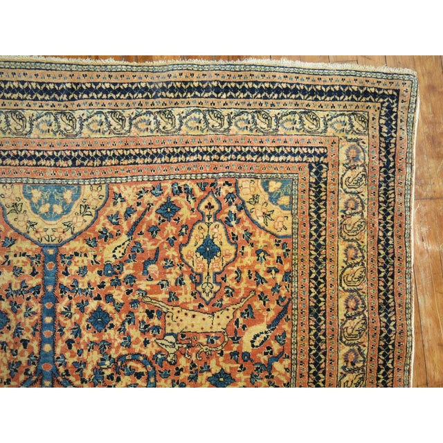 19th Century Pictorial Paradise Animal Hadji Jali Li Tabriz Rug - 4'6" x 6' For Sale - Image 9 of 14