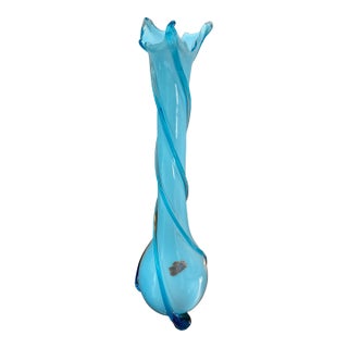 Cristalleria Fratelli Betti (Empoli, Italy) Cased Glass 20-3/4" Vase, in Blue For Sale