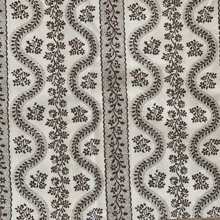 Sister Parish Dolly Brown Cotton and Linen Hand Printed Fabric- 6 Yards For Sale