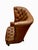 Wood Pair of High-Back, Barrel-Shape Tufted Leather Armchairs With Brass Nailhead Trim For Sale - Image 7 of 9