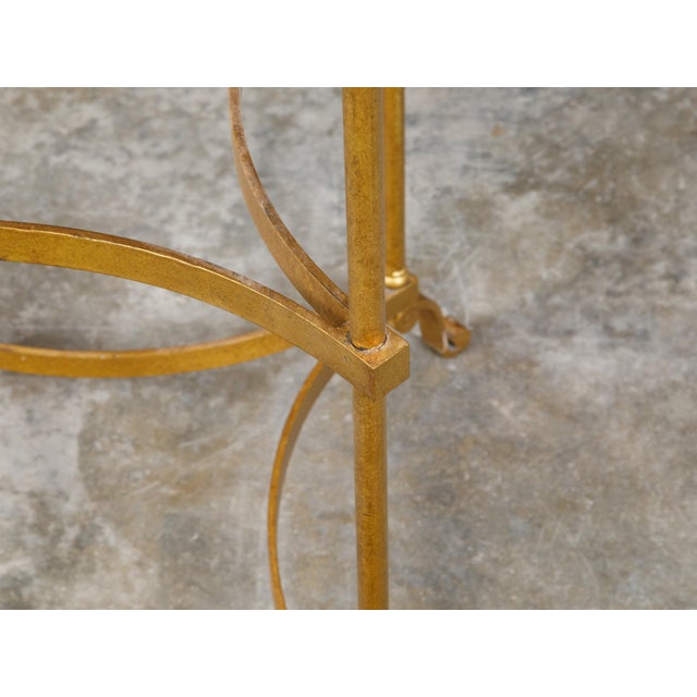 Mid 20th Century Italian Midcentury Gilt Metal Table with Marble Top and In-Curving Stretchers For Sale - Image 5 of 10