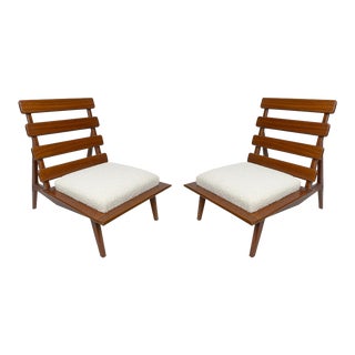 Sculptural Mahogany Lounge Chairs - a Pair For Sale
