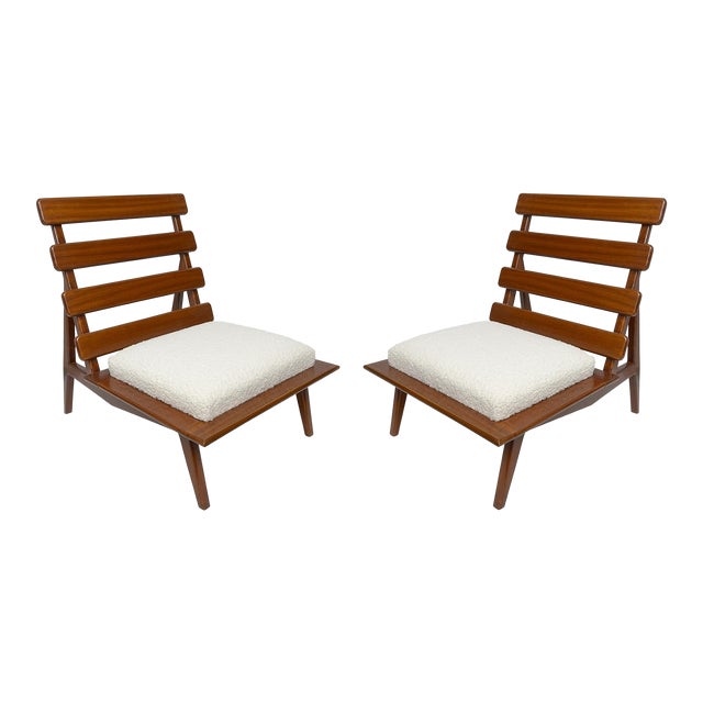 Sculptural Mahogany Lounge Chairs - a Pair For Sale