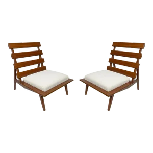 Sculptural Mahogany Lounge Chairs - a Pair