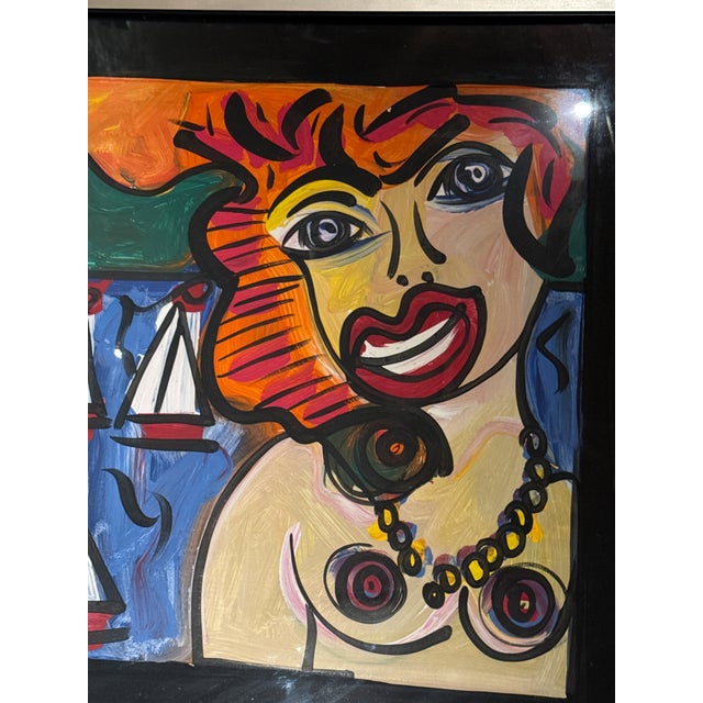 1970s 1970s Peter Keil Abstract Female Portrait Painting “Palma by My Place” For Sale - Image 5 of 6