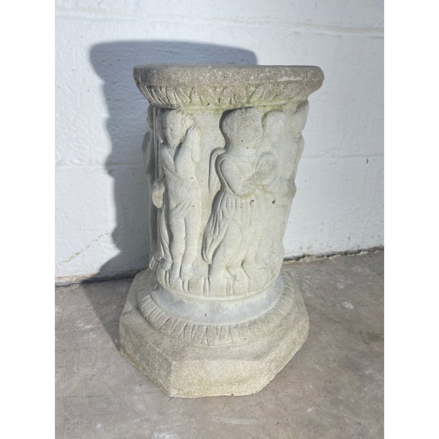 18th C English Concrete Concrete Plant Stand With Decorative Figures rescued from an estate home in Atlanta Georgia.