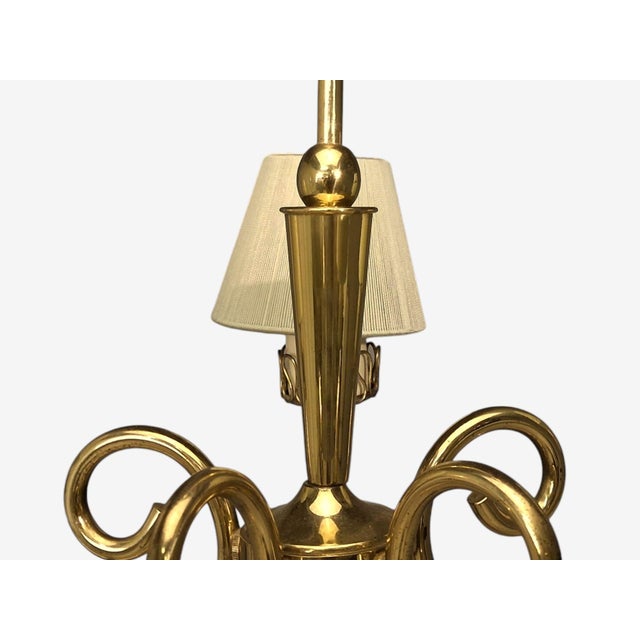 Danish Modern, Chandelier, Patinated Brass, Denmark, 1950s For Sale - Image 9 of 13
