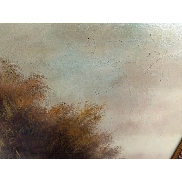 Impressionist Large Antique European School Oil/Canvas Painting Signed Landscape Ornate Framed For Sale - Image 3 of 12