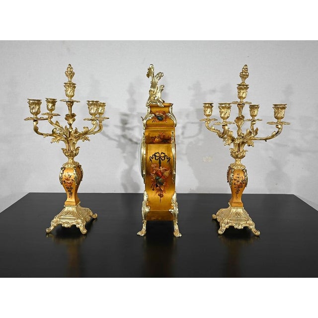 Gilt Bronze and Martin Varnish Fireplace Trim in Louis XV Style, Mid 19th Century, Set of 3 For Sale - Image 11 of 18