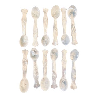 1960s Dozen Caviar Mother of Pearl Spoons For Sale