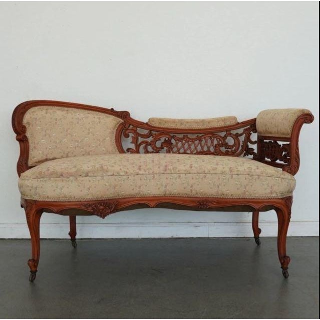 Antique Carved Walnut Victorian Conversation Settee For Sale - Image 12 of 16
