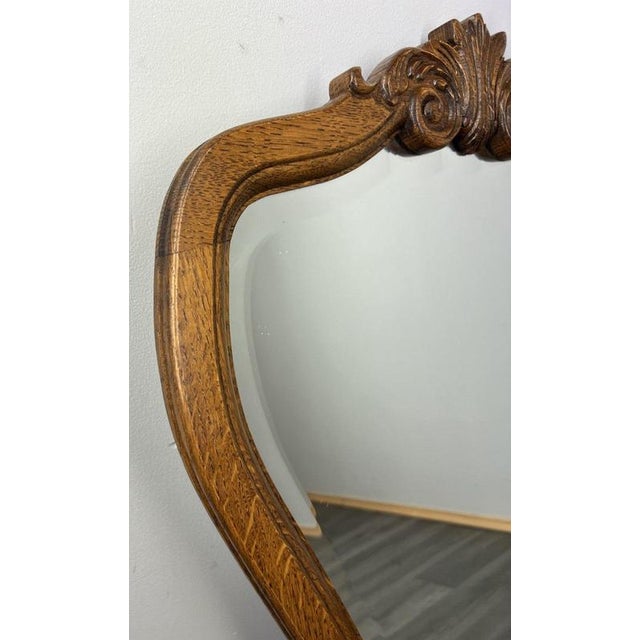 French Wall Mirror with Ornate Carved Oak Frame For Sale - Image 3 of 9
