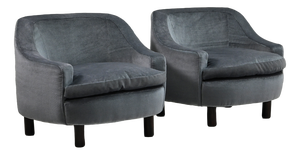 Ice Blue Mohair Lounge Chairs, Italy, 1950s, Set of 2