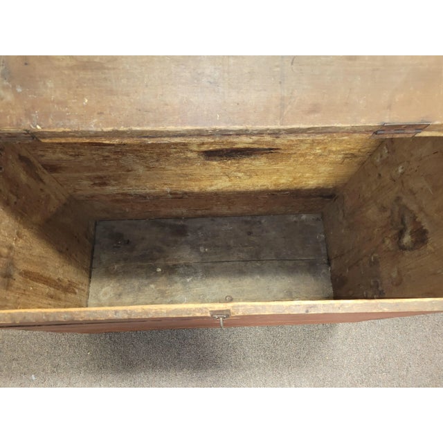 Antique, Primitive, Wooden, Grain, Wood Bin Early 1900's, Hinged Top With Latch for Lock For Sale - Image 10 of 12