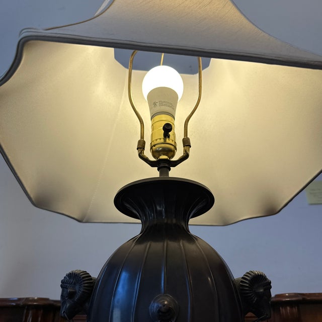 Blackened Steel Rams Head Decorative Table Lamp For Sale - Image 12 of 12