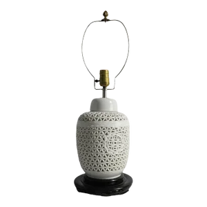 Reticulated Blanc DeChine Ginger Jar Table Lamp in the Chinese Style