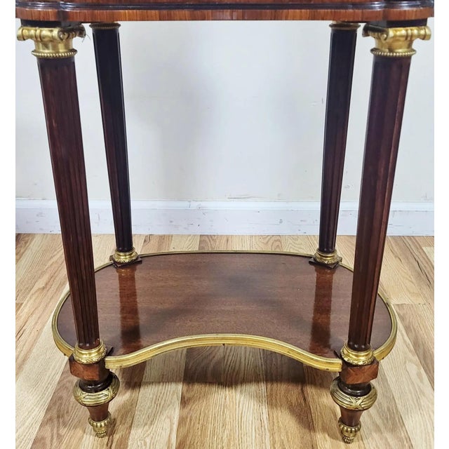 Pair 19th C French Louis XVI Bronze & Tambour Front Kidney Nightstand End Tables For Sale - Image 12 of 14