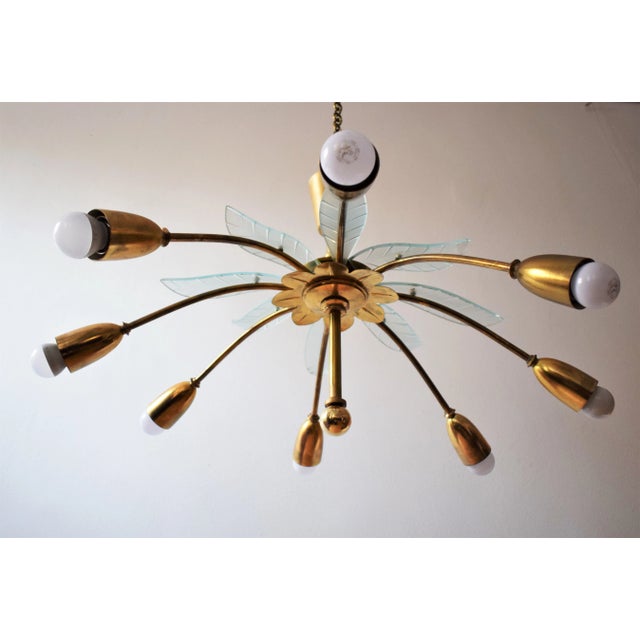 Italian Brass Chandelier by Pietro Chiesa for Fontana Arte, 1940s For Sale - Image 6 of 9