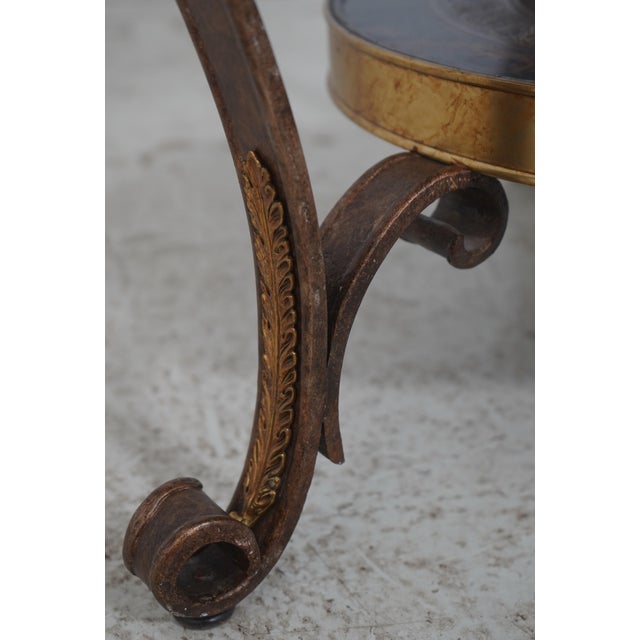 French Empire Round Gueridon Etched Bronze Top Lamp Table For Sale - Image 9 of 12