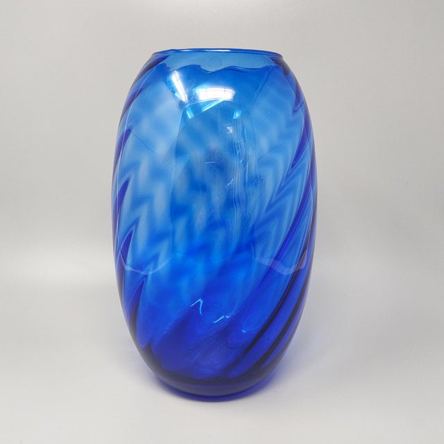 Large Blue Vase by Ind. Vetraria Valdarnese, Italy, 1970s For Sale - Image 4 of 7