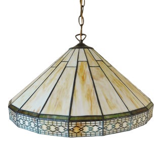 Mid 20th Century Tiffany Style Stained Glass Pendant For Sale