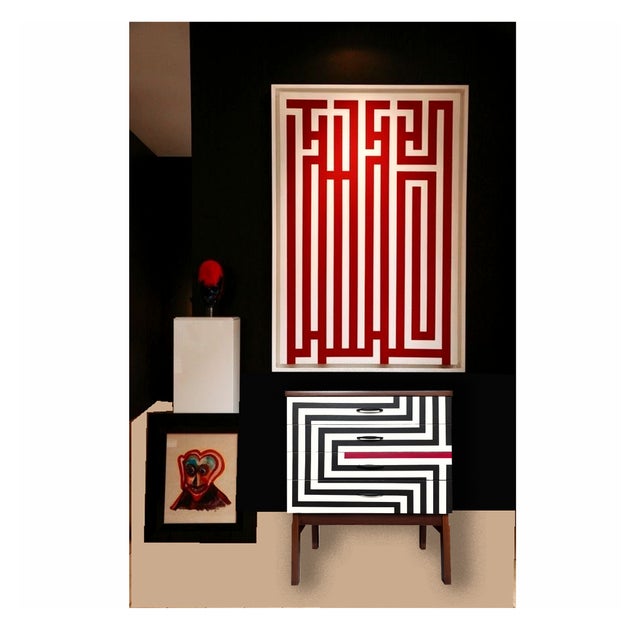 1970s Polish Chest of Drawers with Op Art Motif, 1970s For Sale - Image 5 of 11
