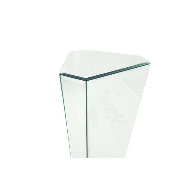 Mid-Century Modern Mid Century Modern Triangle Cut Corners Glass Beveled Mirror Pedestal Stand MINT For Sale - Image 3 of 9