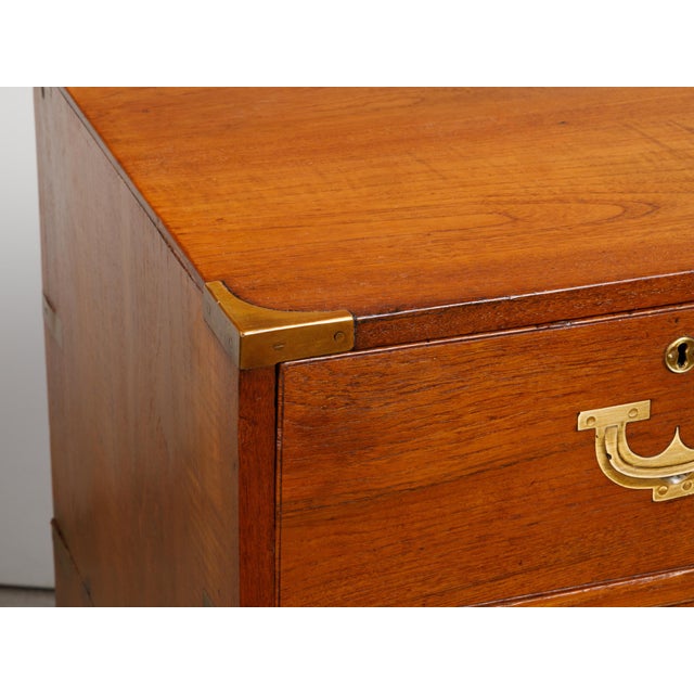 English 19th Century Teak Campaign Chest with Five Drawers and Brass Hardware For Sale - Image 12 of 12