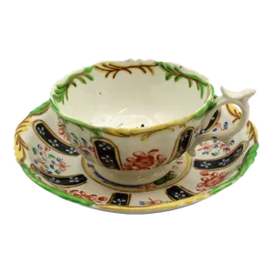 Late 19th Century Gaudy Welsh "Burma" Pattern Cup and Saucer