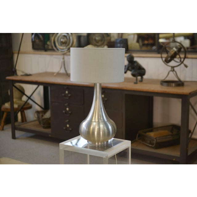Vintage Table Lamp in Brushed Aluminum, 1970s For Sale - Image 9 of 10