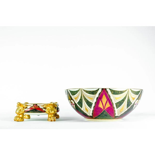 Late 19th Century Late 19th Century Austrian Porcelain Tribal Footed Bowl For Sale - Image 5 of 7