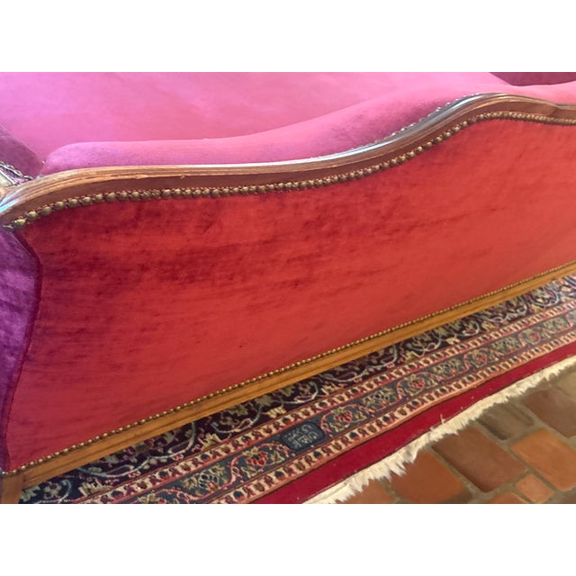 Vintage Red Velvet Sofa For Sale - Image 4 of 18