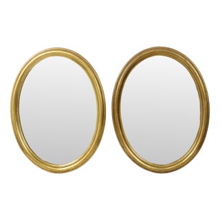 Oval Gold-Leaf Mirrors, France, 20th Century, Set of 2 For Sale