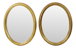 Oval Gold-Leaf Mirrors, France, 20th Century, Set of 2
