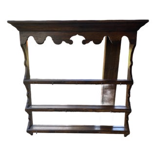 Vintage Wooden Wall Mount Plate Rack or Display Shelf For Sale