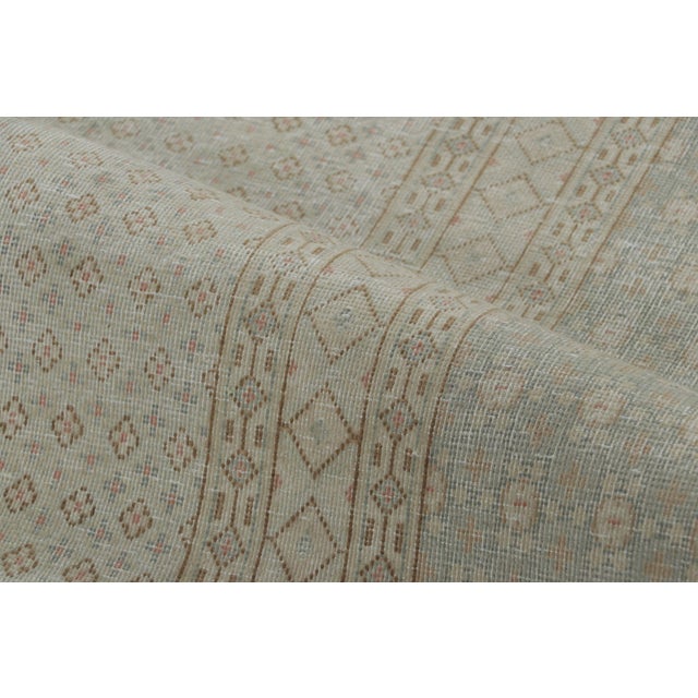Baby Blue Vintage Distressed Persian Tabriz Rug With Blue Pendant Medallion - Rug & Kilim For Sale - Image 8 of 9