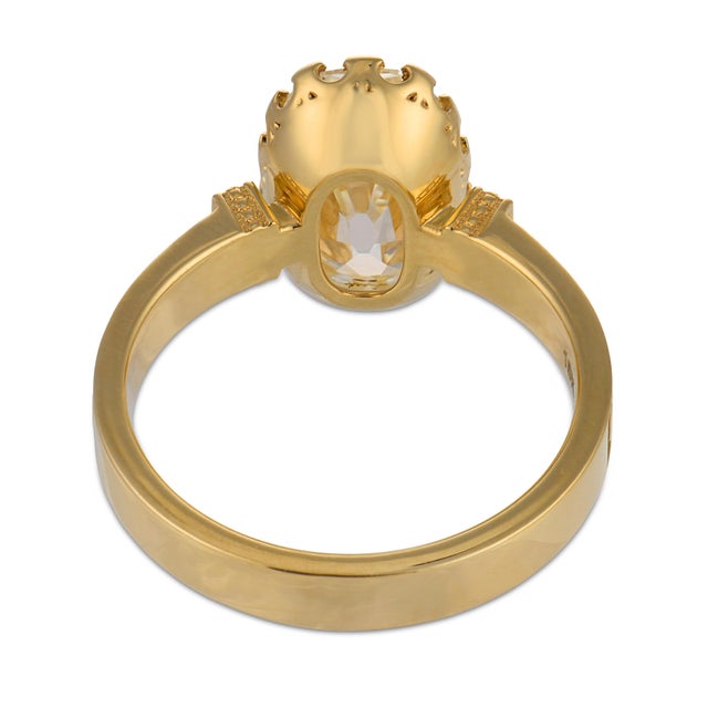 Mid 20th Century Gia 3.04 Carat Old Mine Cut Diamond 18k Yellow Gold Engagement Ring, Size 6 For Sale In Los Angeles - Image 6 of 6