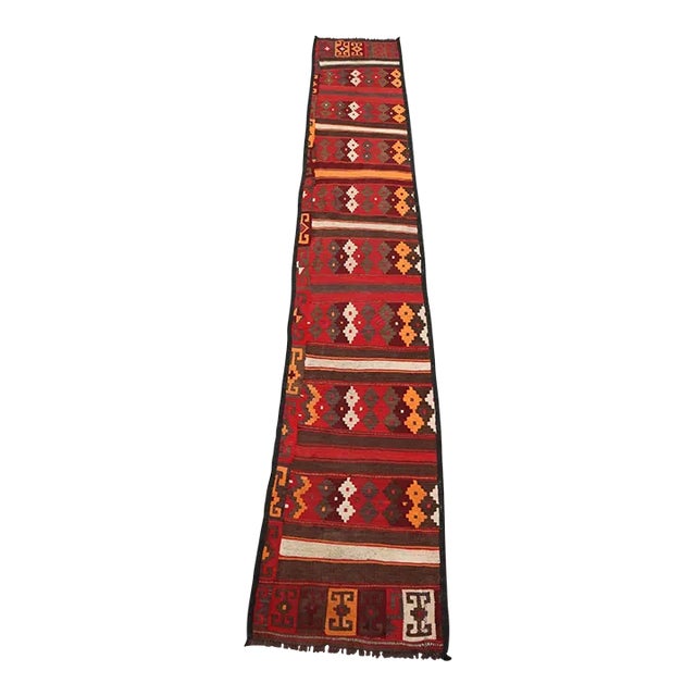Vintage Afghan Flat Weave Runner Rug For Sale
