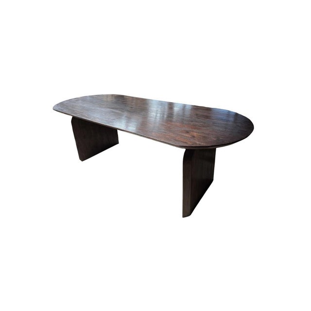 Contemporary Large Teak Wood Table, Espresso Finish, Modern Organic For Sale - Image 3 of 11