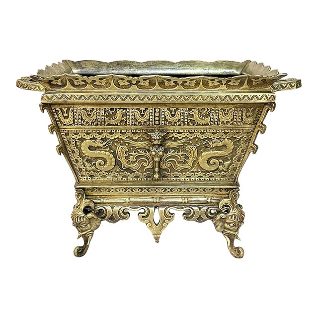 19th Century French Chinoiserie Bronze Jardiniere ~ Planter For Sale