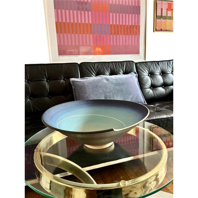 Ceramic Signed Wayne Bates Sculptural Studio Art Pottery Bowl / Hand Turned Ceramic Post Modern Decorative Centerpiece Bowl For Sale - Image 7 of 12