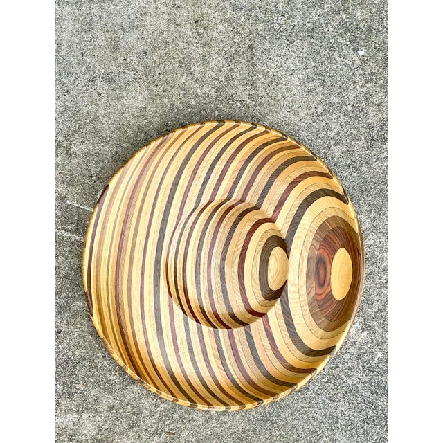 Vintage Inlay Wood Monumental Bowl For Sale - Image 11 of 12