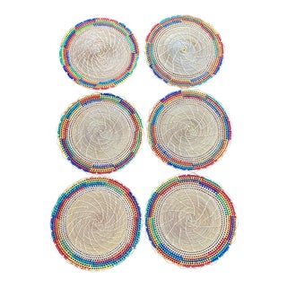Vintage Raffia Rainbow Chargers/Placemats-Set of 6 For Sale