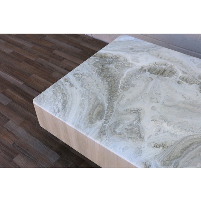 Vintage 1970s Italian Faux Marble Coffee Table | Willy Rizzo Mid-Century Modern For Sale - Image 11 of 18