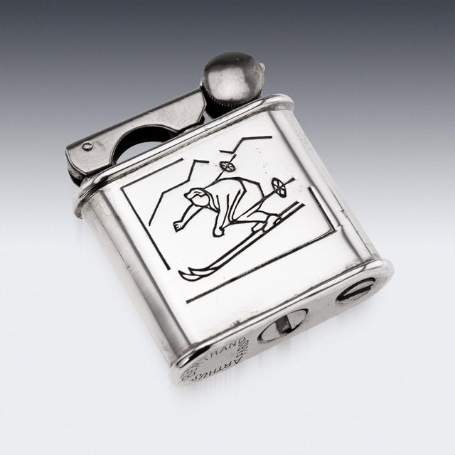 French Chrome-Plated Skiier Lighter by Arthus Bertrand, 1950s For Sale - Image 6 of 12